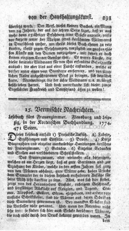 Lehrbuch für Frauenzimmer. T.1.