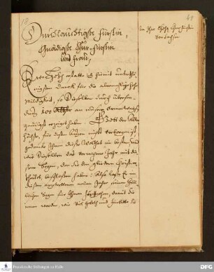 Brief von August Hermann Francke an Anna Sophia, Kurfürstin von Sachsen.
