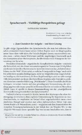 Spracherwerb - Vielfältige Perspektiven gefragt