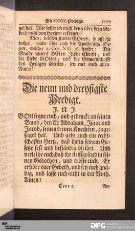 Die neun und dreysigste Predigt.