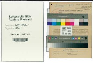 Entnazifizierung Heinrich Kemper , geb. 07.01.1899 (Angestellter)
