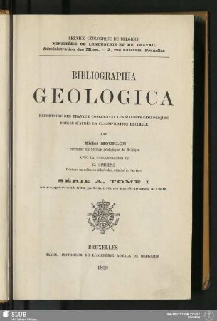 1.1899: Bibliographia geologica