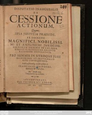 Disputatio Inauguralis De Cessione Actionum