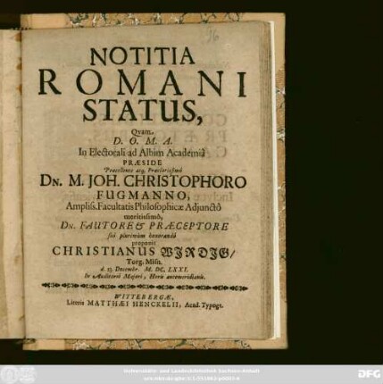 Notitia Romani Status