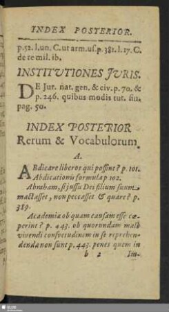 Index Posterior Rerum & Voca