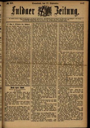 Ausgabe vom Samstag, den 17. September 1887.