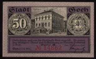 50 Pfennig Schein Stadt Goch
