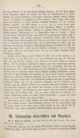 357-367 Litterarische Uebersichten und Anzeigen