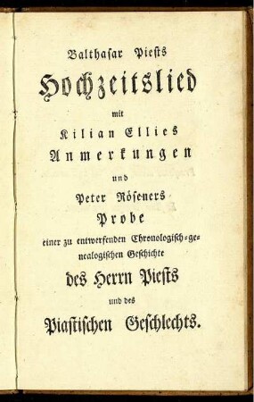 Balthasar Piests Hochzeitslied mit Kilian Ellies Anmerkungen ...
