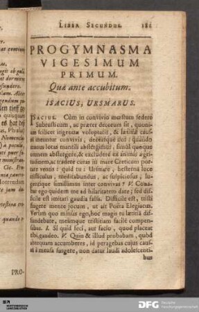 Progymnasma Vigesimum Primum. Quæ ante accubitum.