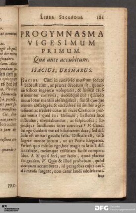 Progymnasma Vigesimum Primum. Quæ ante accubitum.