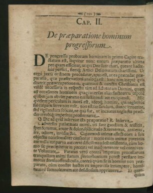 Cap. II. De praeparatione hominum progressorum.