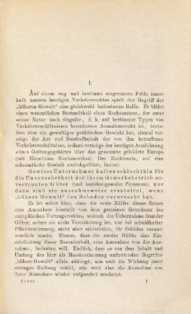 Der Begriff der höheren Gewalt (vis major) im römischen und heutigen Verkehrsrecht
