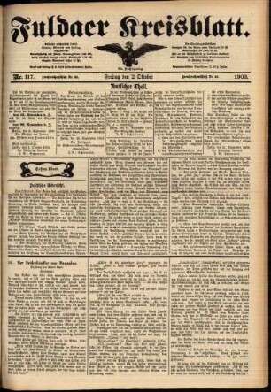 Erste Ausgabe vom Donnerstag, den 01. Oktober 1903.