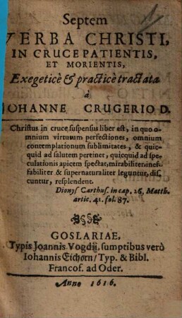 Septem verba Christi, in cruce patientis, et morientis