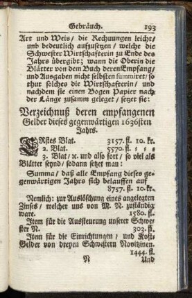 Verzeichnuß deren empfangenen Gelder dieses gegenwärtigen 1636sten Jahrs. - Algemeines Inventarium.