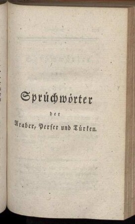 Sprüchwörter der Araber, Perser und Türken.