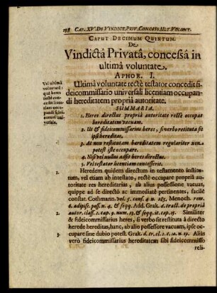 Caput Decimum Quintum. De Vindicta Privata, concessa in ultima voluntate.