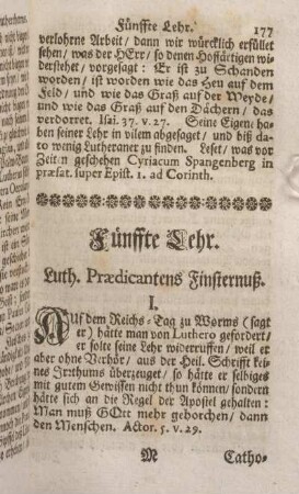 Fünffte Lehr. Luth. Praedicantens Finsternuß.