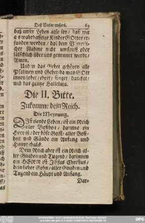 Die II. Bitte. Zukomme dein Reich.