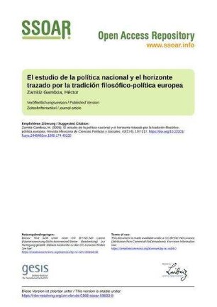 El estudio de la política nacional y el horizonte trazado por la tradición filosófico-política europea