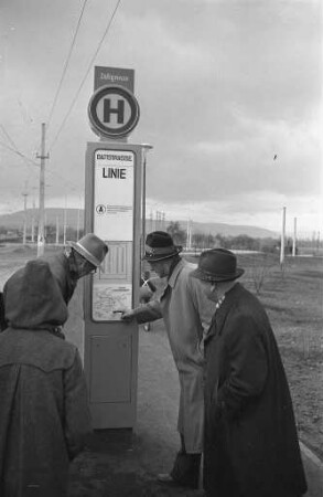 Endhaltestelle Battstraße der Albtalbahn.