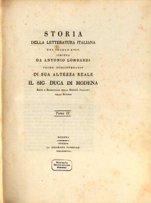 Storia della letteratura Italiana nel secolo XVIII. 2