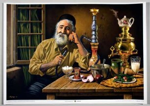 Poster mit Darstellung eines Kaffeehauses