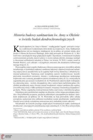 80: Historia budowy sanktuarium ¬św. Anny w Ole¬nie w ¬świetle badań dendrochronologicznych