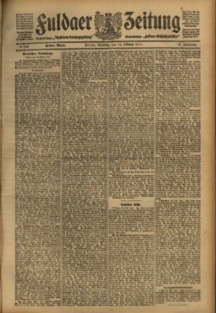 Erste Ausgabe vom Dienstag, den 24. Oktober 1911.