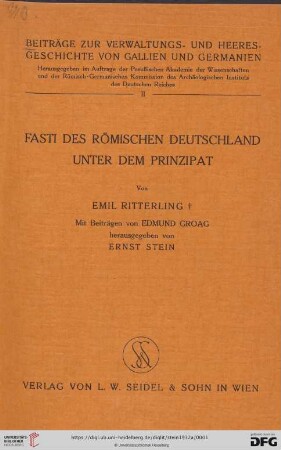 Fasti des römischen Deutschland unter dem Prinzipat