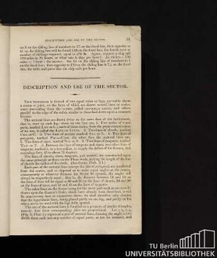 Description and use of the sector.