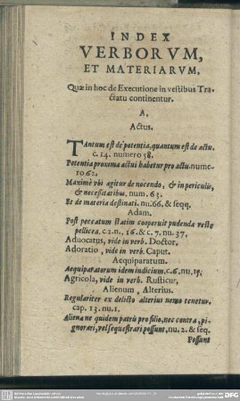 Index Verborum, Et Materiarum