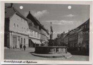 Arnstadt, Erfurter Straße und Hopfenbrunnen