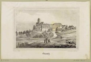 Die Kirche in Görnitz (Borna-Görnitz), durch Braunkohlentagebau beseitigt, heute Speicher Borna), aus Sachsens Kirchen-Galerie von Hermann Schmidt, Bd. 6, 1841