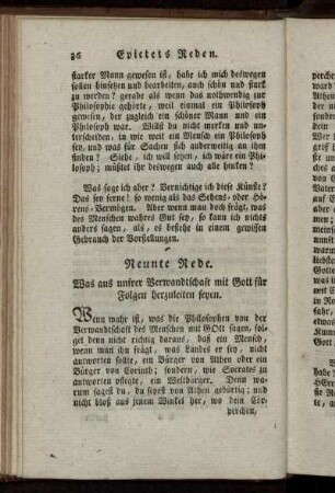 Neunte Rede. Was aus unsrer Verwandtschaft mit Gott für Folgen herzuleiten seyen