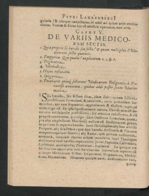 Caput V. De Variis Medicorum Sectis.