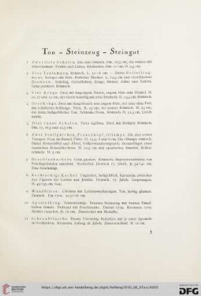 Ton, Steinzeug, Steingut (Nr. 1-23)