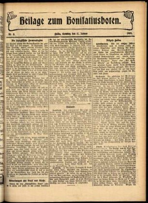 Zweite Ausgabe vom Sonntag, den 17. Januar 1909.