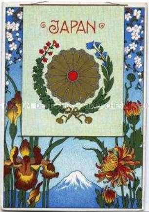 Postkarte mit Wappen von Japan