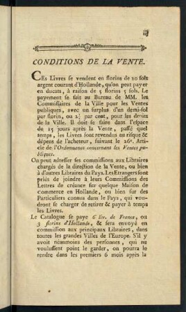 Conditions de la Vente.
