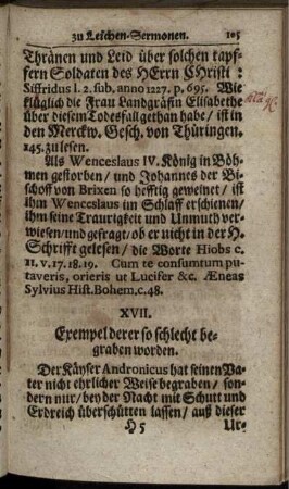 XVII. Exempel derer so schlecht begraben worden
