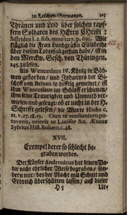 XVII. Exempel derer so schlecht begraben worden