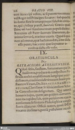 IX. Oratiuncula De Ostracismo Atheniensium