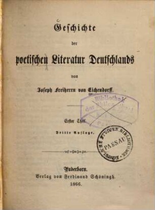Geschichte der poetischen Literatur Deutschlands, 1