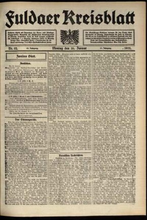 Zweite Ausgabe vom Montag, den 16. Januar 1911.