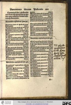 Annotatio capitulorum prime partis.
