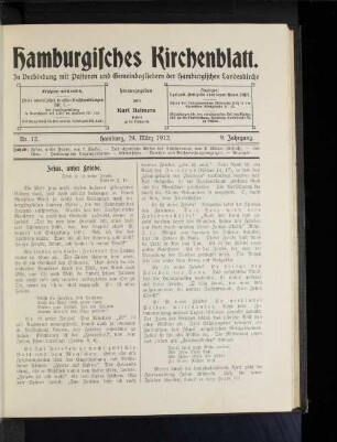Nr. 12. Hamburg, 24. März 1912. 9. Jahrgang.