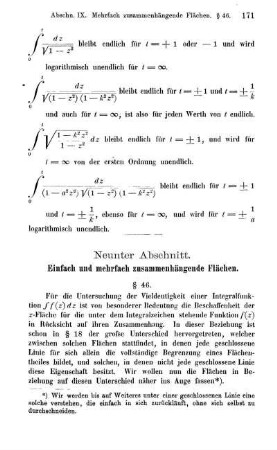 Neunter Abschnitt. Einfach und mehrfach zusammenhängende Flächen.