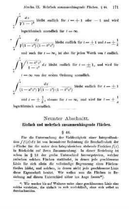 Neunter Abschnitt. Einfach und mehrfach zusammenhängende Flächen.